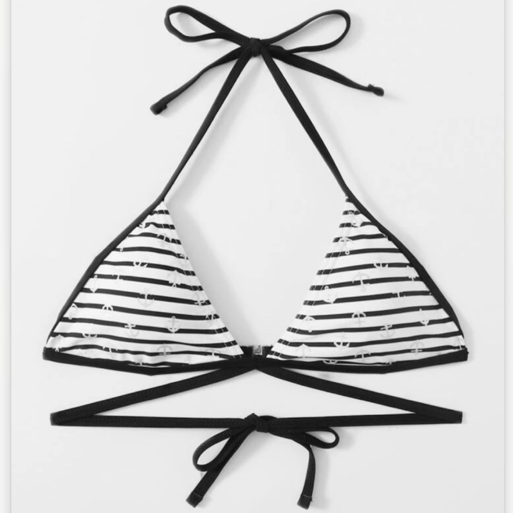 NWT STRIPED BLACK AND WHITE ANCHOR BIKINI TOP - Picture 5 of 5